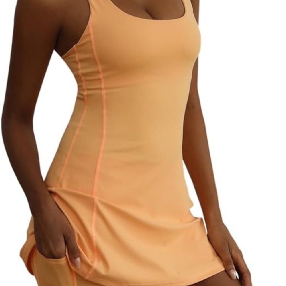 Elegant Peach Sleeveless Dress